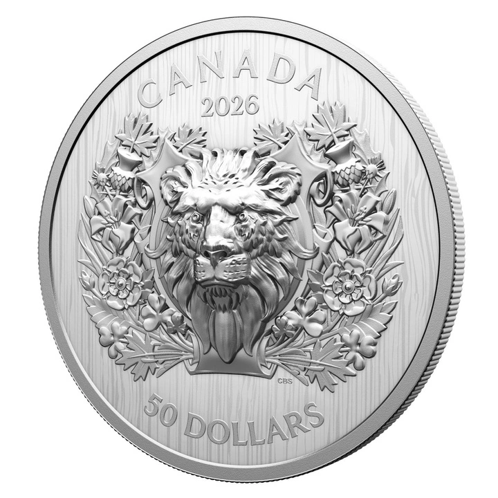 Canada: Heraldic Lion $50 Srebro 2025 Proof High Relief