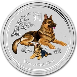 Lunar II: Rok Psa kolorowany 1/2 uncji Srebra 2018