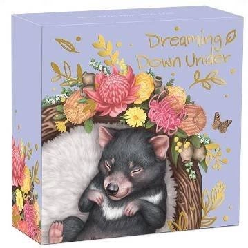 Dreaming Down Under: Śpiący Diabeł Tasmański kolorowany 1/2 uncji Srebra 2021 Proof