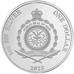 Niue: Azure Kingfisher kolorowany 1 uncja Srebra 2023 Proof