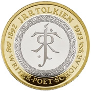 Celebrating the Life and Work of JRR Tolkien £2 pozłacany Srebro 2023 Proof Piedfort