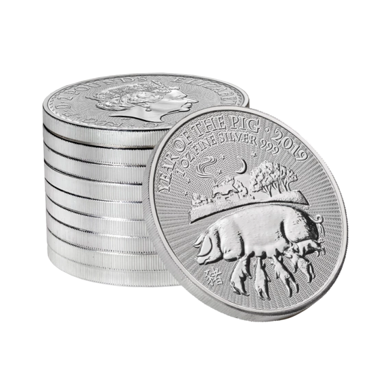 Lunar: Rok Świni 1 uncja Srebra 2019 Royal Mint UK