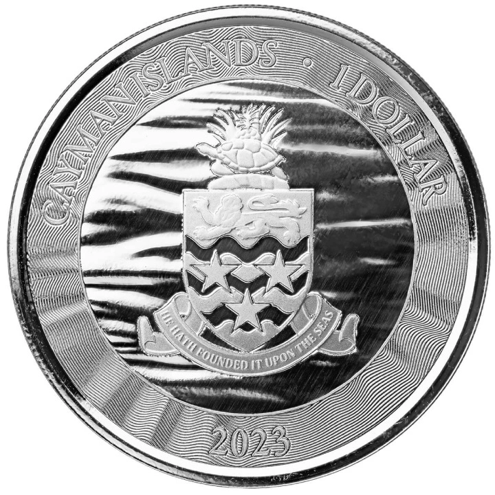 Cayman Islands: Loggerhead Turtle kolorowany 1 uncja Srebra 2023 Proof