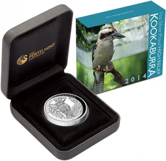Kookaburra 1 uncja Srebra 2014 PROOF High Relief
