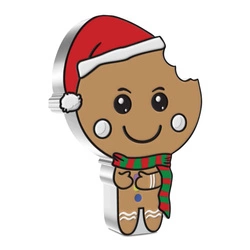 Niue: Gingerbread Man Chibi Coin kolorowany 1 uncja Srebra 2021 Proof