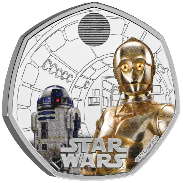 Star Wars: R2-D2 and C-3PO kolorowany 50p Srebro 2023 Proof