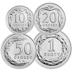 Zestaw monet 10 gr, 20 gr, 50 gr, 1 zł - stal powlekana niklem 2019