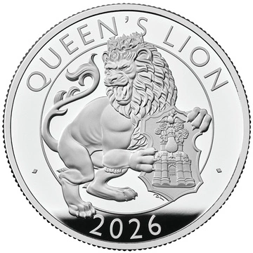 The Royal Tudor Beasts: Queen's Lion 2 uncje Srebra 2026 Proof