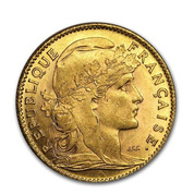 1899-1914 France Gold 10 Francs Rooster 