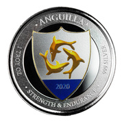 Anguilla: Coat of Arms kolorowany 1 uncja Srebra 2020 Proof