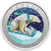Canada: Holiday Sledding kolorowany 50 cents 2023 Specimen Lenticular Coin