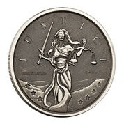 Gibraltar: Lady Justice 1 uncja Srebra 2021 Antique Coin