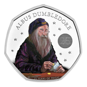 Harry Potter: Albus Dumbledore kolorowany 50p Srebro 2023 Proof 