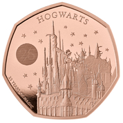 Harry Potter: Hogwarts School of Witchcraft and Wizardry 50p Złoto 2023 Proof 