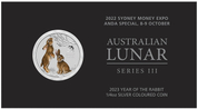 Lunar III: Rok Królika kolorowany 1/4 uncji Srebra 2023 (Sydney Money Expo Anda Special)