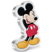 Niue: Disney - Mickey Mouse kolorowany 1 uncja Srebra 2021 Proof Shaped Coin