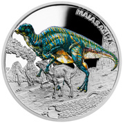 Niue: Prehistoric World - Maiasaura kolorowany $1 Srebro 2023 Proof