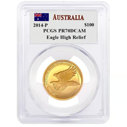 Orzeł Australijski 1 uncja Złota 2014- P Proof High Relief PCGS PR 70DCAM