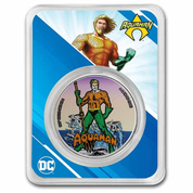 Samoa: DC Comics - Aquaman kolorowany 1 uncja Srebra 2023 Slab