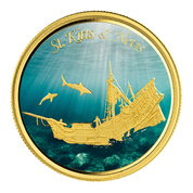 St. Kitts Sunken Ship kolorowany 1 uncja Złota 2021 Proof
