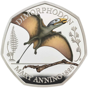 Tales of the Earth: Dimorphodon kolorowany 50p Srebro 2021 Proof 