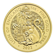 The Royal Tudor Beasts: Lion of England 1 uncja Złota 2022 