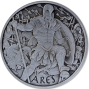 Tuvalu: Bogowie Olimpu - Ares 1 uncja Srebra 2023 Antiqued Coin